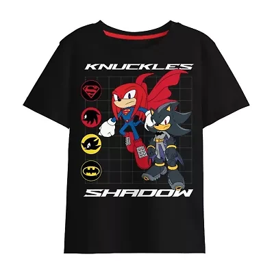 Knuckles Shadow Little & Big Kid Boys Crew Neck Short Sleeve Regular Fit Sonic the Hedgehog Graphic T-Shirt