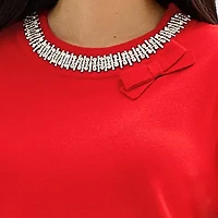 Liz Claiborne Womens Crew Neck Embellished Long Sleeve Pullover Sweater