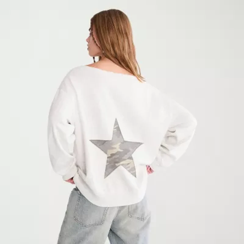 AEROPOSTALE Womens Juniors Boat Neck Long Sleeve Sweatshirt