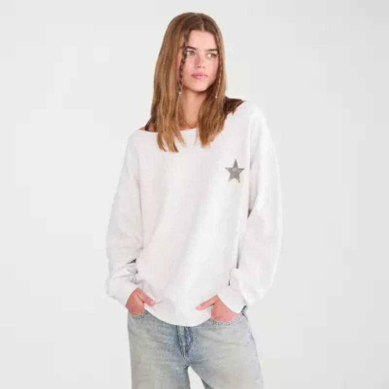 AEROPOSTALE Womens Juniors Boat Neck Long Sleeve Sweatshirt