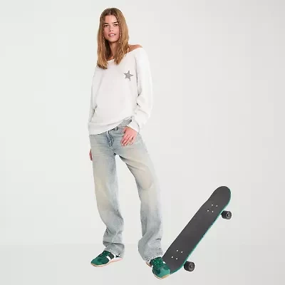 AEROPOSTALE Womens Juniors Boat Neck Long Sleeve Sweatshirt