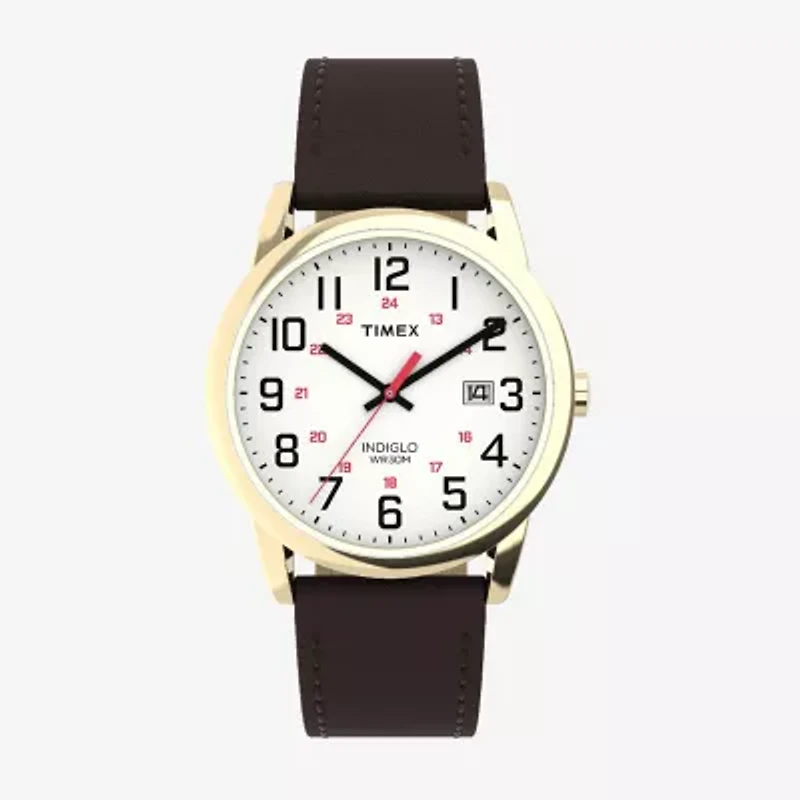 Timex Mens Brown Leather Strap Watch Tw2y12700jt