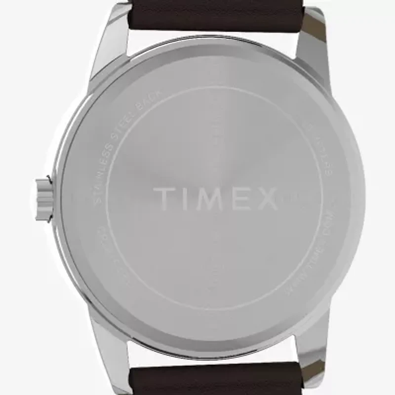 Timex Mens Brown Leather Strap Watch Tw2y12600jt