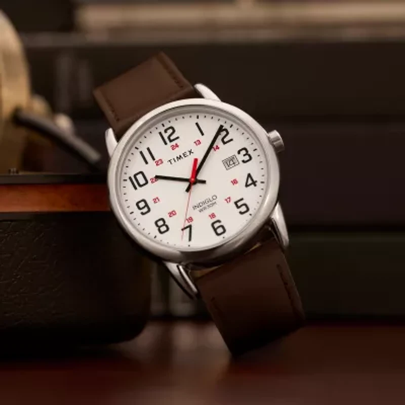 Timex Mens Brown Leather Strap Watch Tw2y12600jt