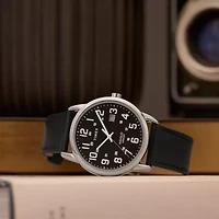 Timex Mens Black Leather Strap Watch Tw2y12800jt