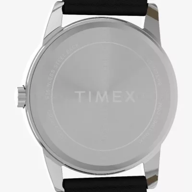 Timex Mens Black Leather Strap Watch Tw2y12800jt