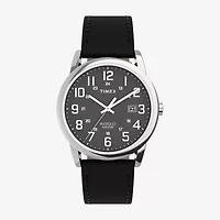 Timex Mens Black Leather Strap Watch Tw2y12800jt