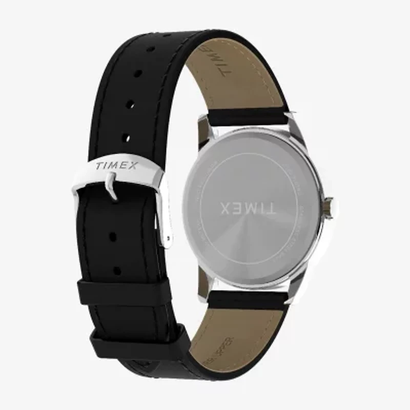 Timex Mens Black Leather Strap Watch Tw2y12800jt