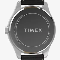 Timex Mens Black Leather Strap Watch Tw2y16000jt