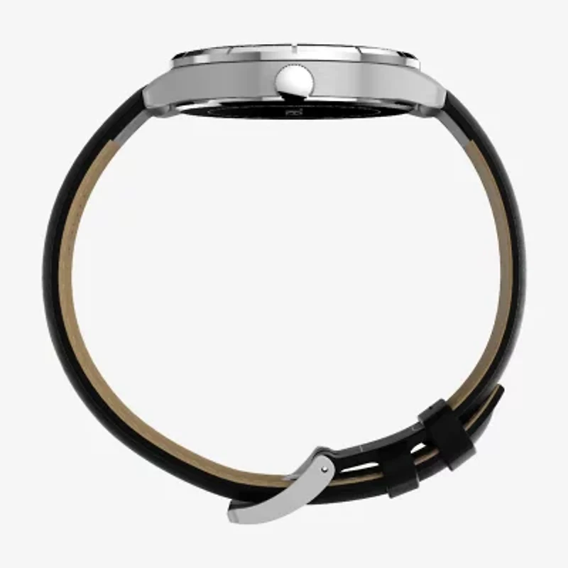 Timex Mens Black Leather Strap Watch Tw2y16000jt