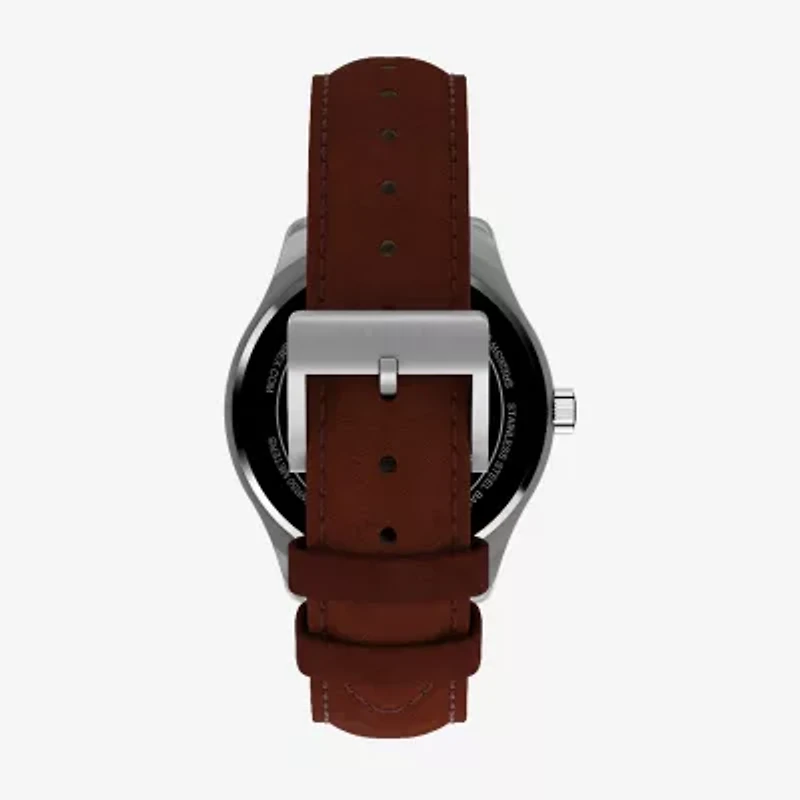Timex Mens Brown Leather Strap Watch Tw2y16200jt