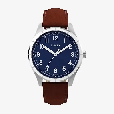 Timex Mens Brown Leather Strap Watch Tw2y16200jt