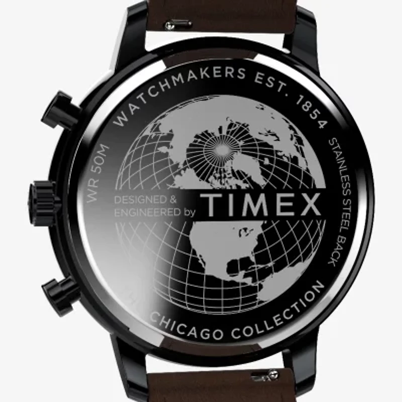 Timex Chicago Mens Brown Leather Strap Watch Tw2w13200ji