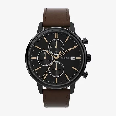 Timex Chicago Mens Brown Leather Strap Watch Tw2w13200ji