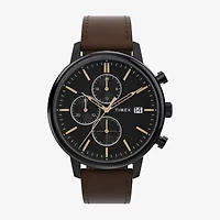 Timex Chicago Mens Brown Leather Strap Watch Tw2w13200ji