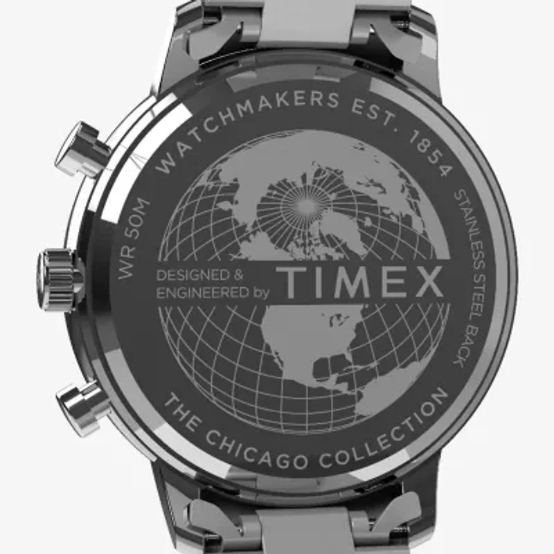 Timex Chicago Mens Silver Tone Stainless Steel Bracelet Watch