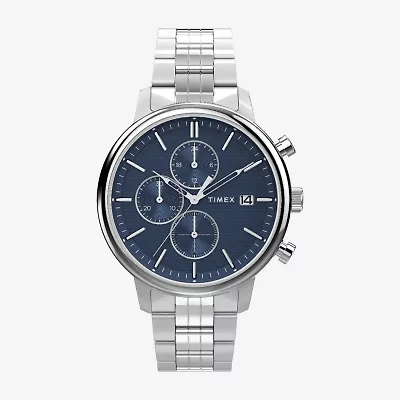 Timex Chicago Mens Silver Tone Stainless Steel Bracelet Watch