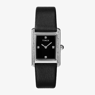 Timex Womens Black Leather Strap Watch
