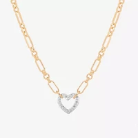 Bijoux Bar Delicates Two Tone Womens Glass Heart 16 Inch Pendant Necklace