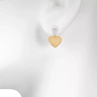 Bijoux Bar Delicates Two Tone Womens Heart Drop Earrings