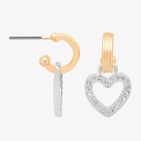 Bijoux Bar Delicates Two Tone Womens Glass Heart Drop Earrings