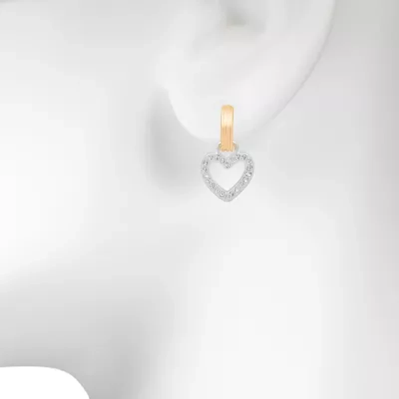 Bijoux Bar Delicates Two Tone Womens Glass Heart Drop Earrings