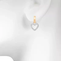Bijoux Bar Delicates Two Tone Womens Glass Heart Drop Earrings