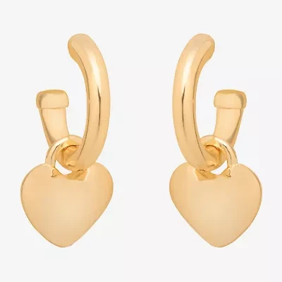 Bijoux Bar Delicates Gold Tone Womens Heart Drop Earrings
