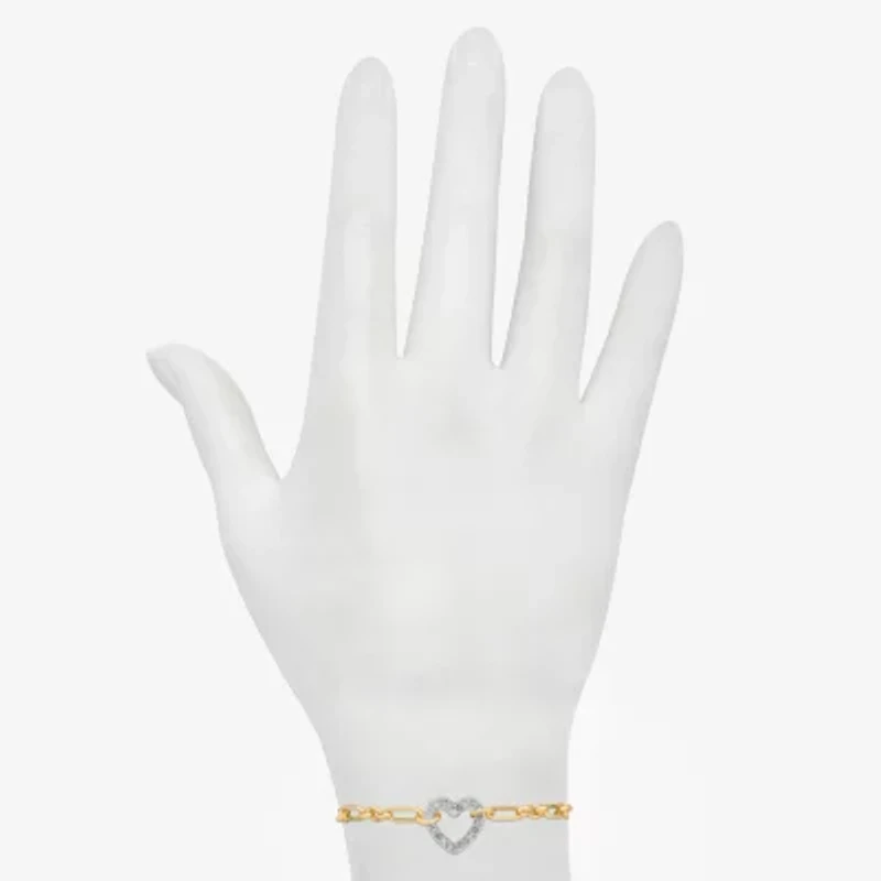 Bijoux Bar Delicates Two Tone Womens Glass Heart Bolo Bracelet