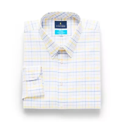 Stafford Coolmax All Season Ecomade Oxford Mens Big and Tall Classic Fit Stretch Fabric Wrinkle Free Long Sleeve Dress Shirt