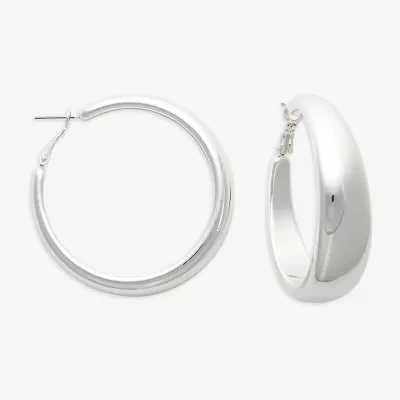 Bold Elements Silver Tone Womens 53.1mm Hoop Earrings