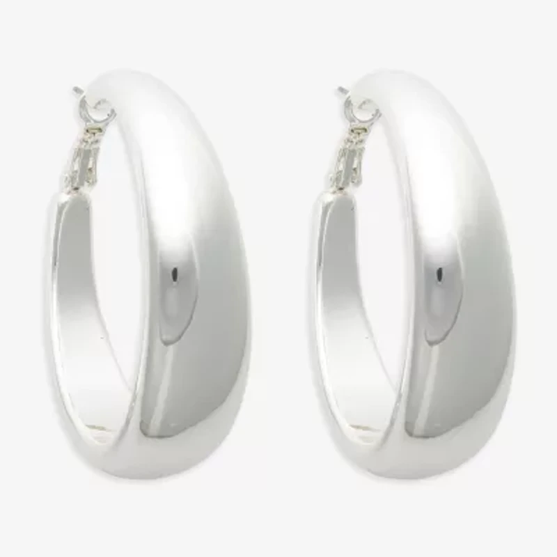 Bold Elements Silver Tone Womens 53.1mm Hoop Earrings