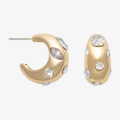 Bold Elements Gold Tone Womens Glass 25.1mm Hoop Earrings