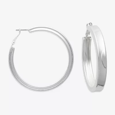 Bold Elements Silver Tone Womens 61.1mm Hoop Earrings