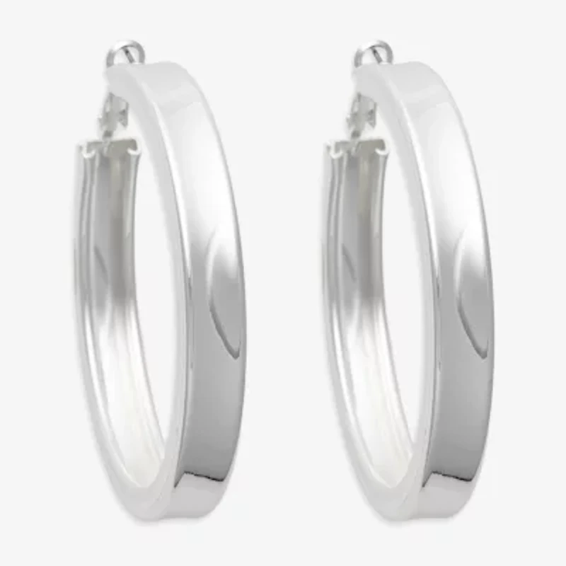 Bold Elements Silver Tone Womens 61.1mm Hoop Earrings