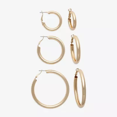 Bold Elements Silver Tone Womens 3 Pair Earring Set