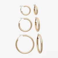 Bold Elements Silver Tone Womens 3 Pair Earring Set