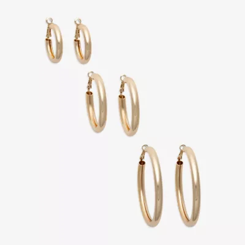 Bold Elements Silver Tone Womens 3 Pair Earring Set