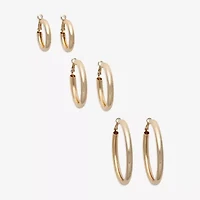 Bold Elements Silver Tone Womens 3 Pair Earring Set