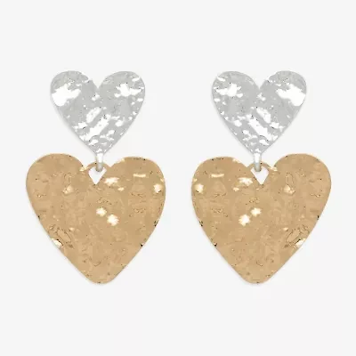 Bold Elements Gold Tone Womens Heart Drop Earrings