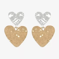 Bold Elements Gold Tone Womens Heart Drop Earrings