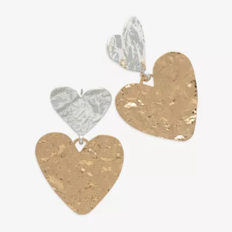 Bold Elements Gold Tone Womens Heart Drop Earrings