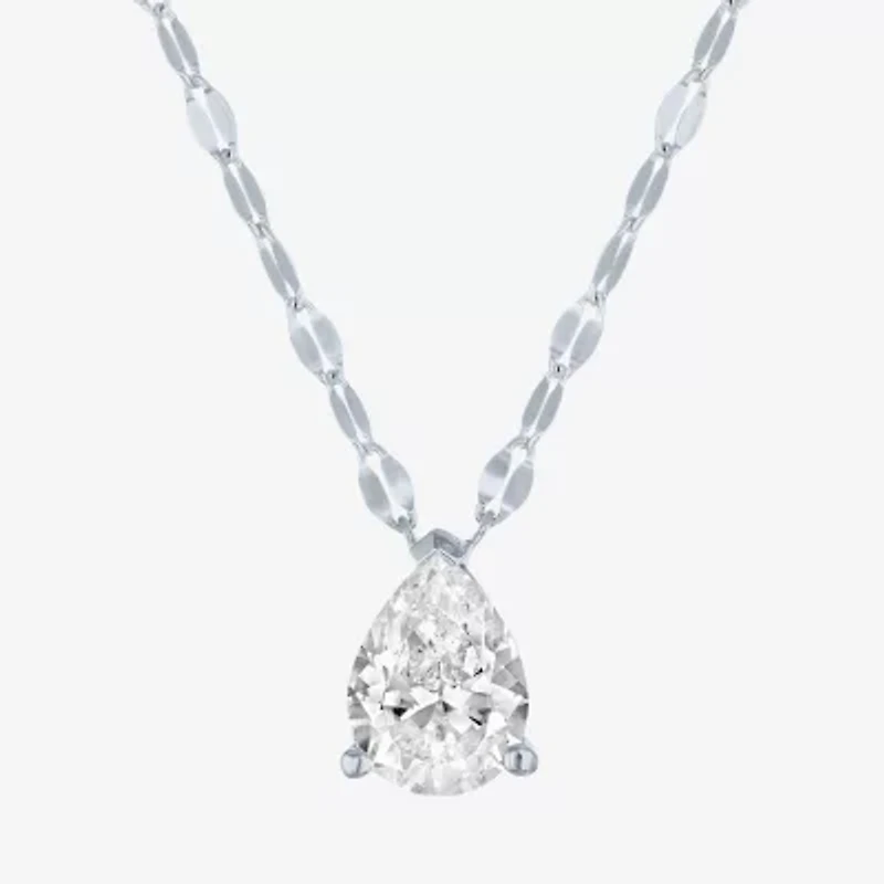 Diamond Addiction E-F / Vs1-Vs2 Womens 1 CT. T.W. Lab Grown White Diamond 10K Gold Pear 18 Inch Pendant Necklace