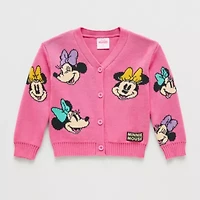 Happy Threads Toddler Girls V Neck Long Sleeve Button Minnie Mouse Cardigan