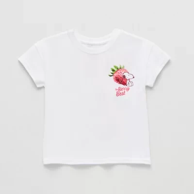 Grayson Little Toddler Girls Crew Neck Short Sleeve Relaxed Fit Snoopy Graphic T-Shirt