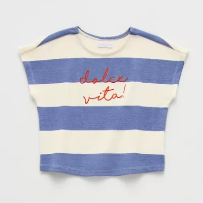 Grayson Little Toddler Girls Crew Neck Short Sleeve Relaxed Fit Graphic T-Shirt