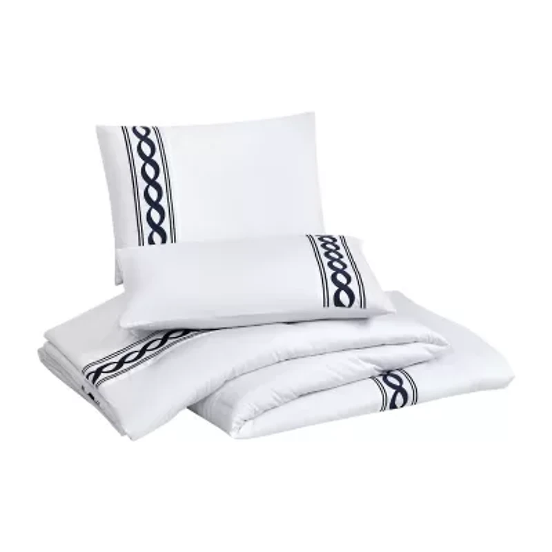 Dee Ocleppo Cable Border 3-Piece 3-pc. Geometric Embroidered Comforter Set