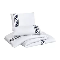 Dee Ocleppo Cable Border 3-Piece 3-pc. Geometric Embroidered Comforter Set