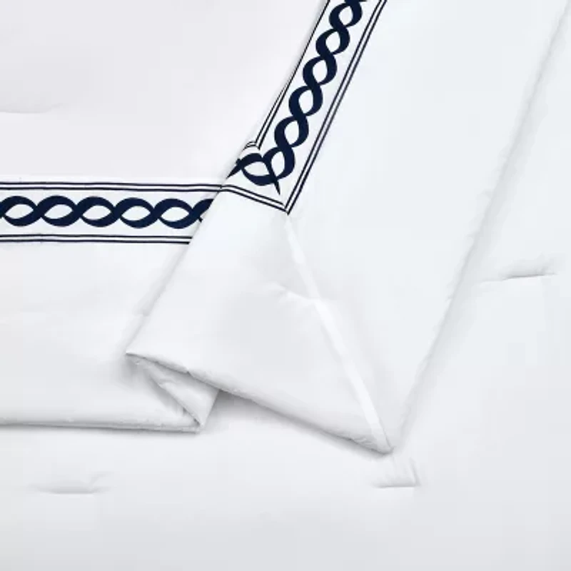 Dee Ocleppo Cable Border 3-Piece 3-pc. Geometric Embroidered Comforter Set