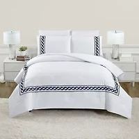 Dee Ocleppo Cable Border 3-Piece 3-pc. Geometric Embroidered Comforter Set